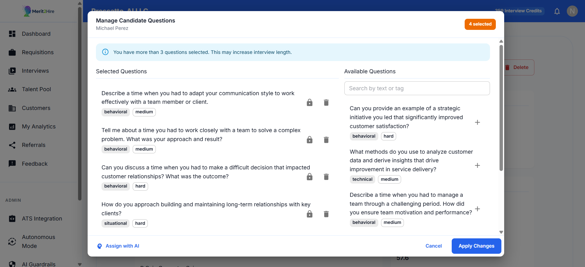 Managing candidate questions